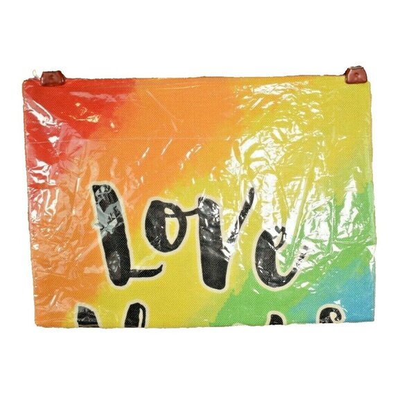 Love Always Wins 13 x 18 inch Double Sided Nylon Burlap Decorative Garden Flag - Picture 3 of 4